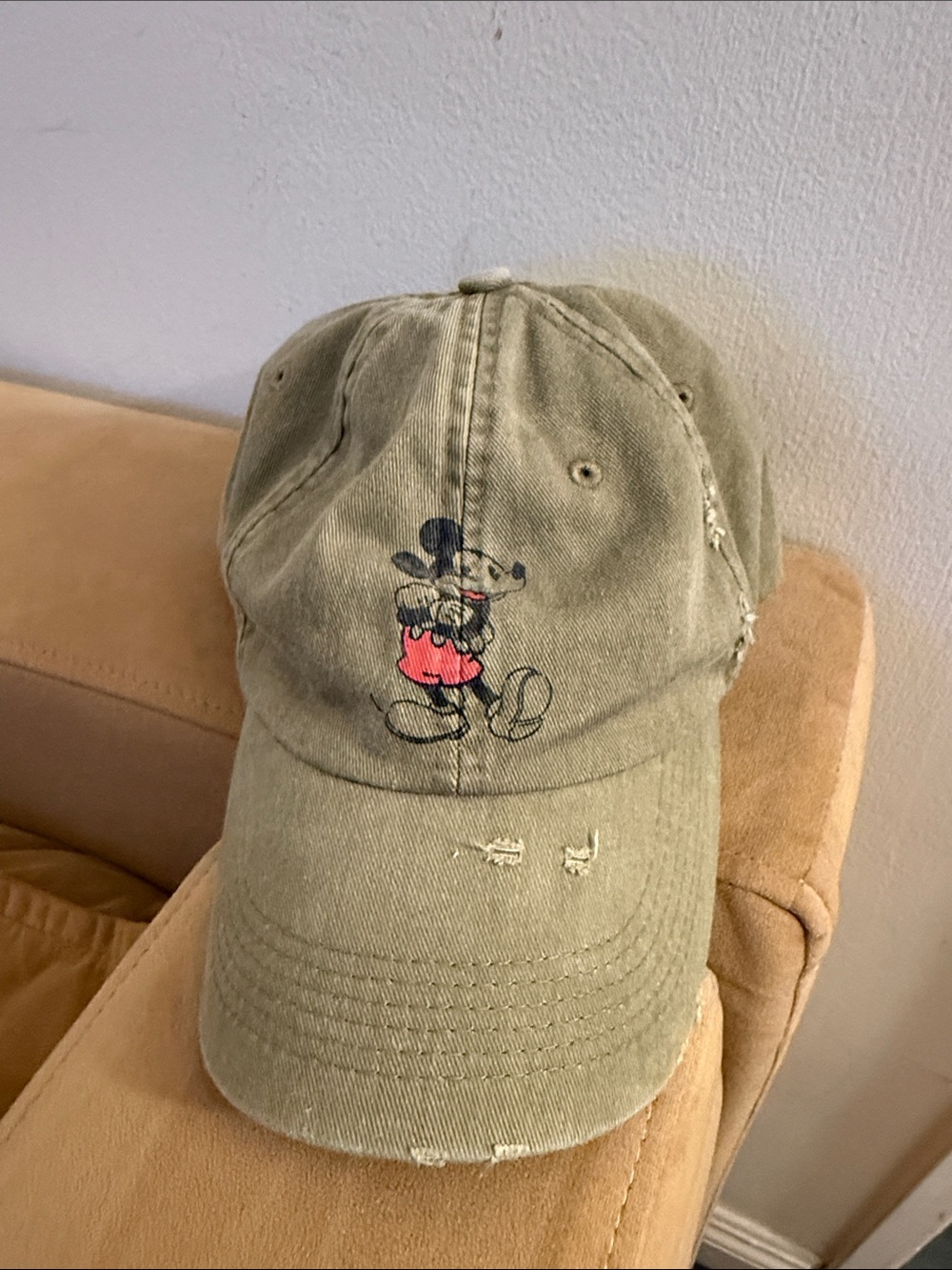 Disney Olive Green Dad Baseball Hat with Mickey Mouse